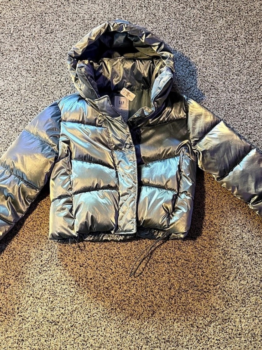 Gap Women’s ColdControl Max icy blue-silver Metallic Puffer Jacket Silver